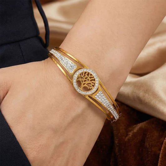 Tree of Life Crystal Bangle Bracelet