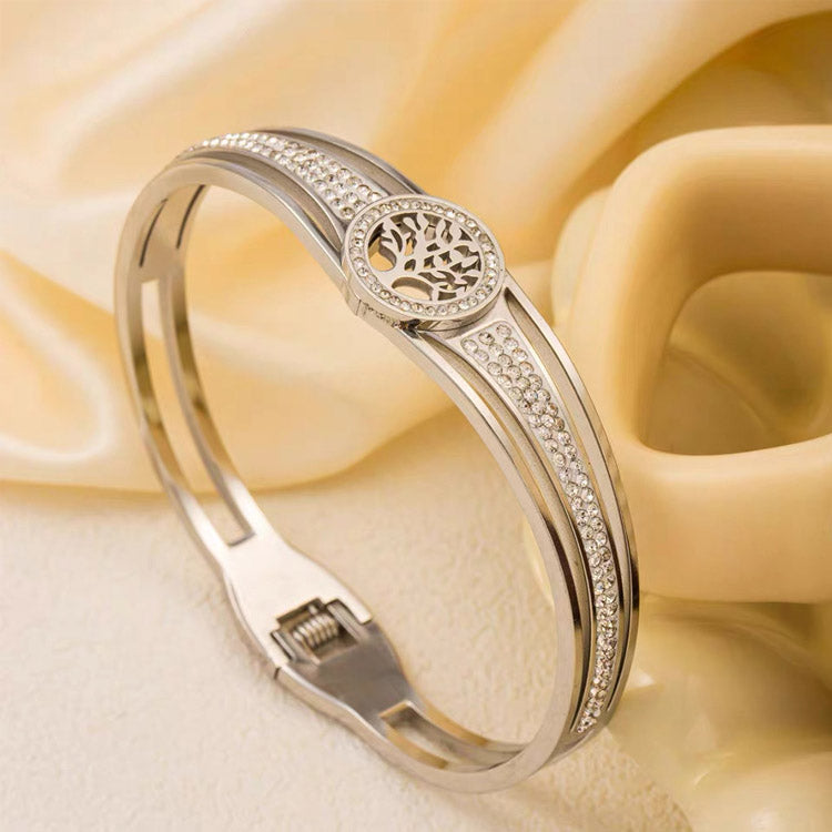 Tree of Life Crystal Bangle Bracelet