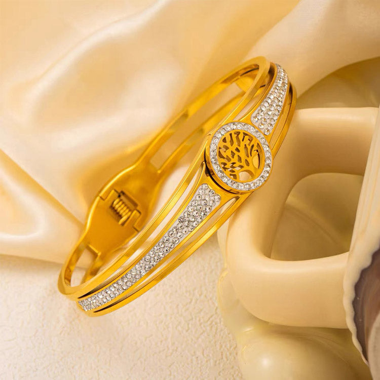 Tree of Life Crystal Bangle Bracelet