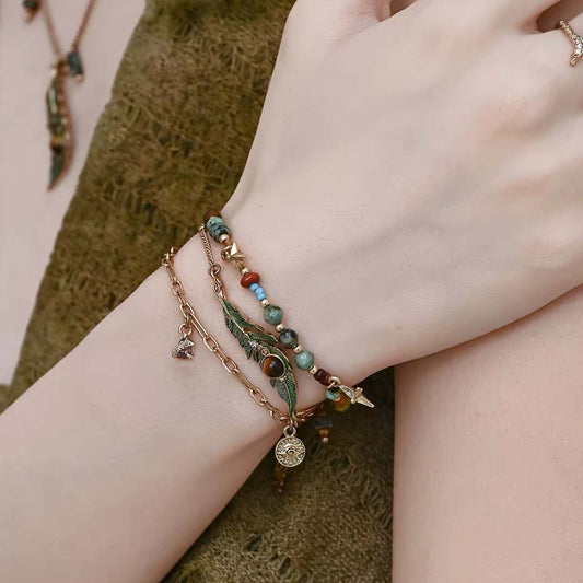 Bohemian Feather Charm Bracelet