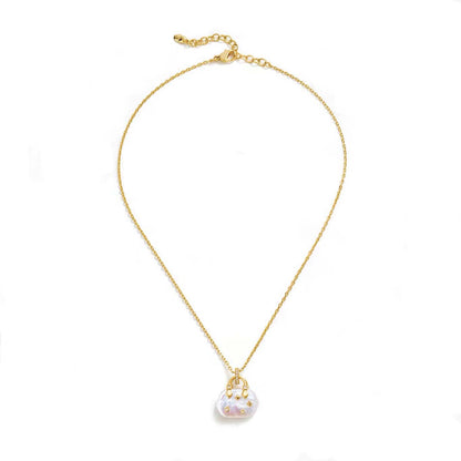 Luxury Baroque Pearl Lock Pendant Necklace