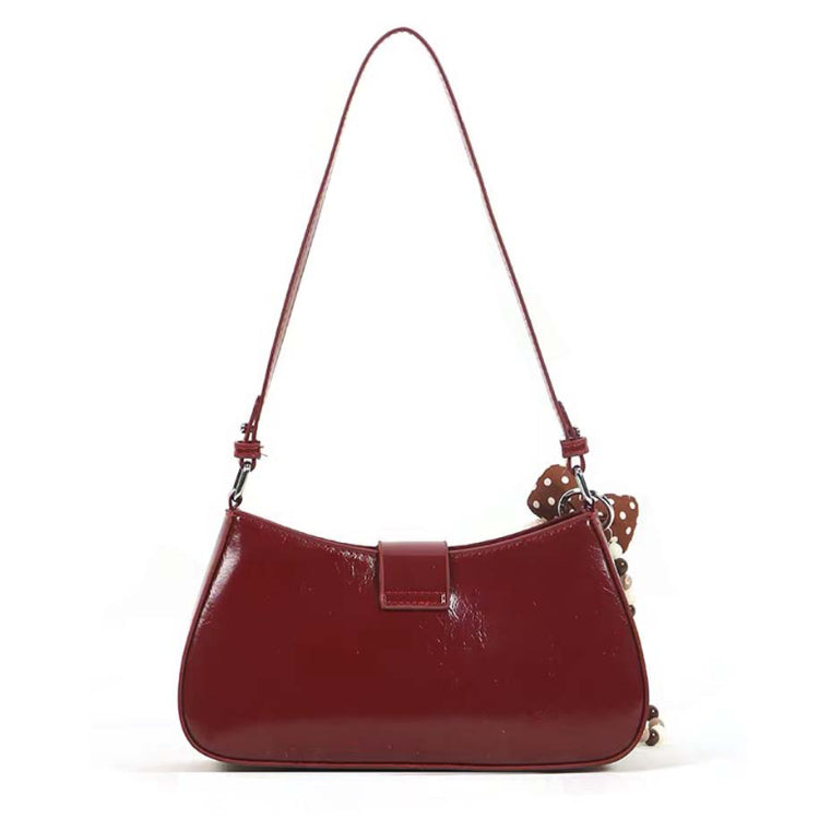 Glossy Buckle Shoulder Bag