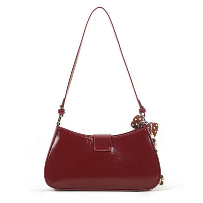 Glossy Buckle Shoulder Bag