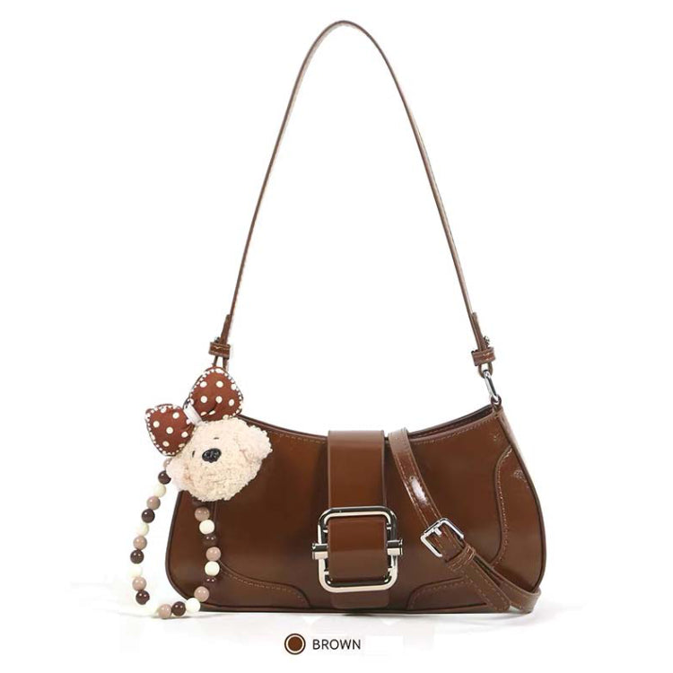Glossy Buckle Shoulder Bag