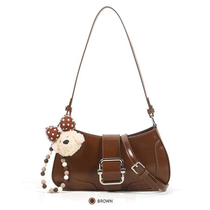 Glossy Buckle Shoulder Bag