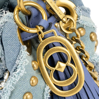 Denim Studded Bucket Bag