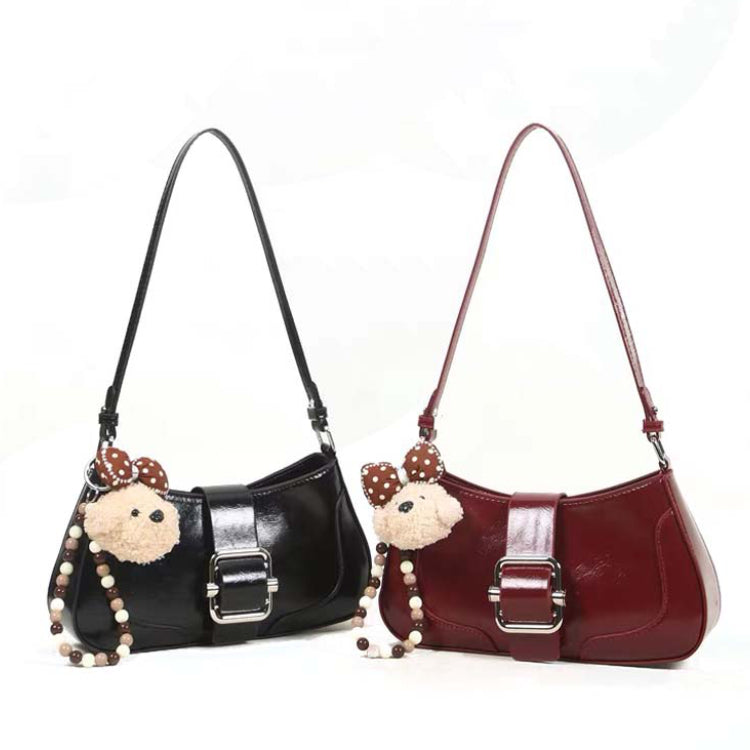 Glossy Buckle Shoulder Bag