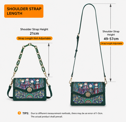 Women's Vintage Printed Crossbody Handbag – Green