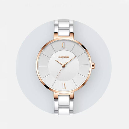 Women's Minimalist Ceramic Watch – Blue Dial