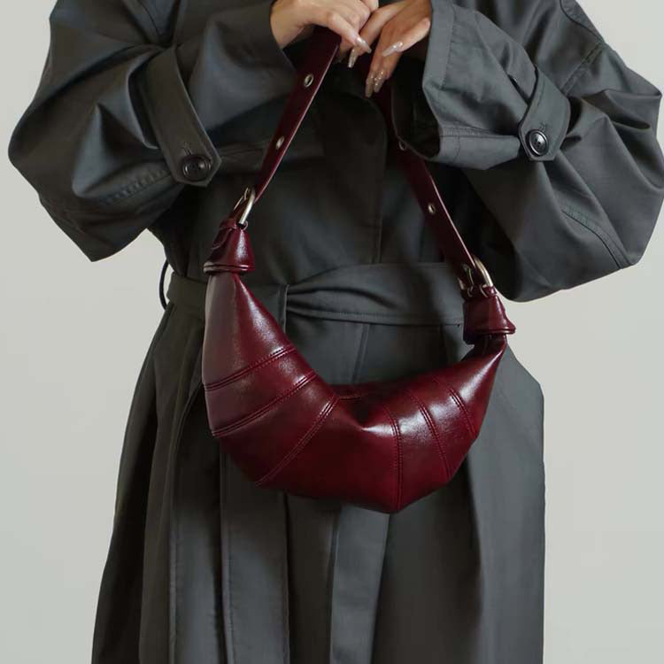 Burgundy Crescent Shoulder Bag