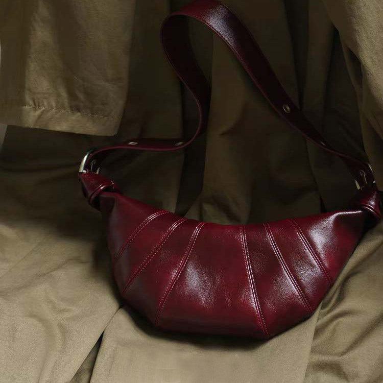 Burgundy Crescent Shoulder Bag