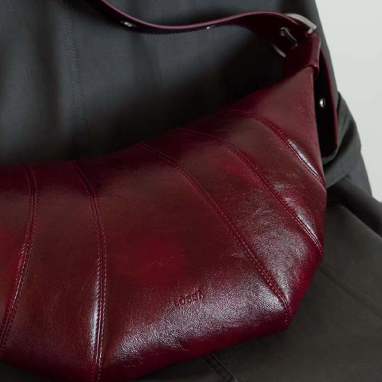 Burgundy Crescent Shoulder Bag