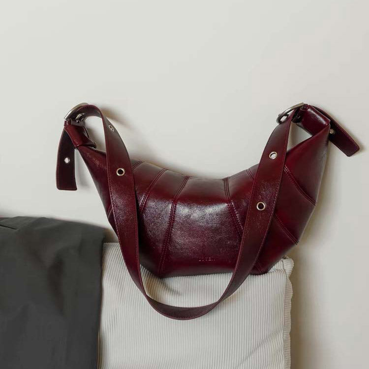 Burgundy Crescent Shoulder Bag