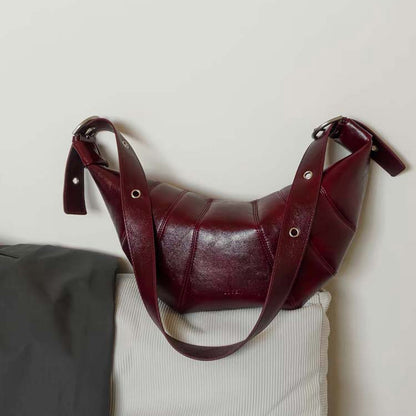 Burgundy Crescent Shoulder Bag