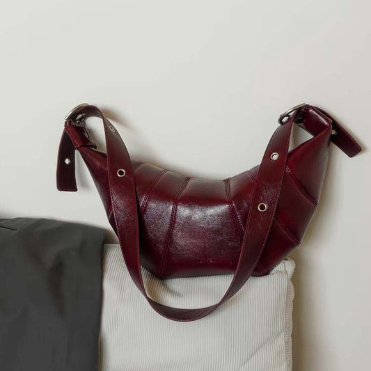 Burgundy Crescent Shoulder Bag