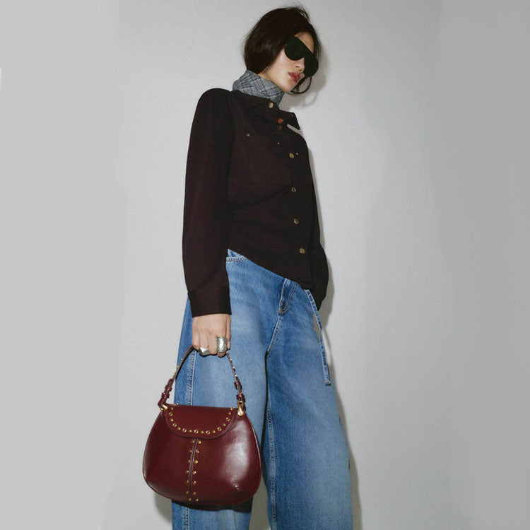 Vintage Studded Shoulder Bag
