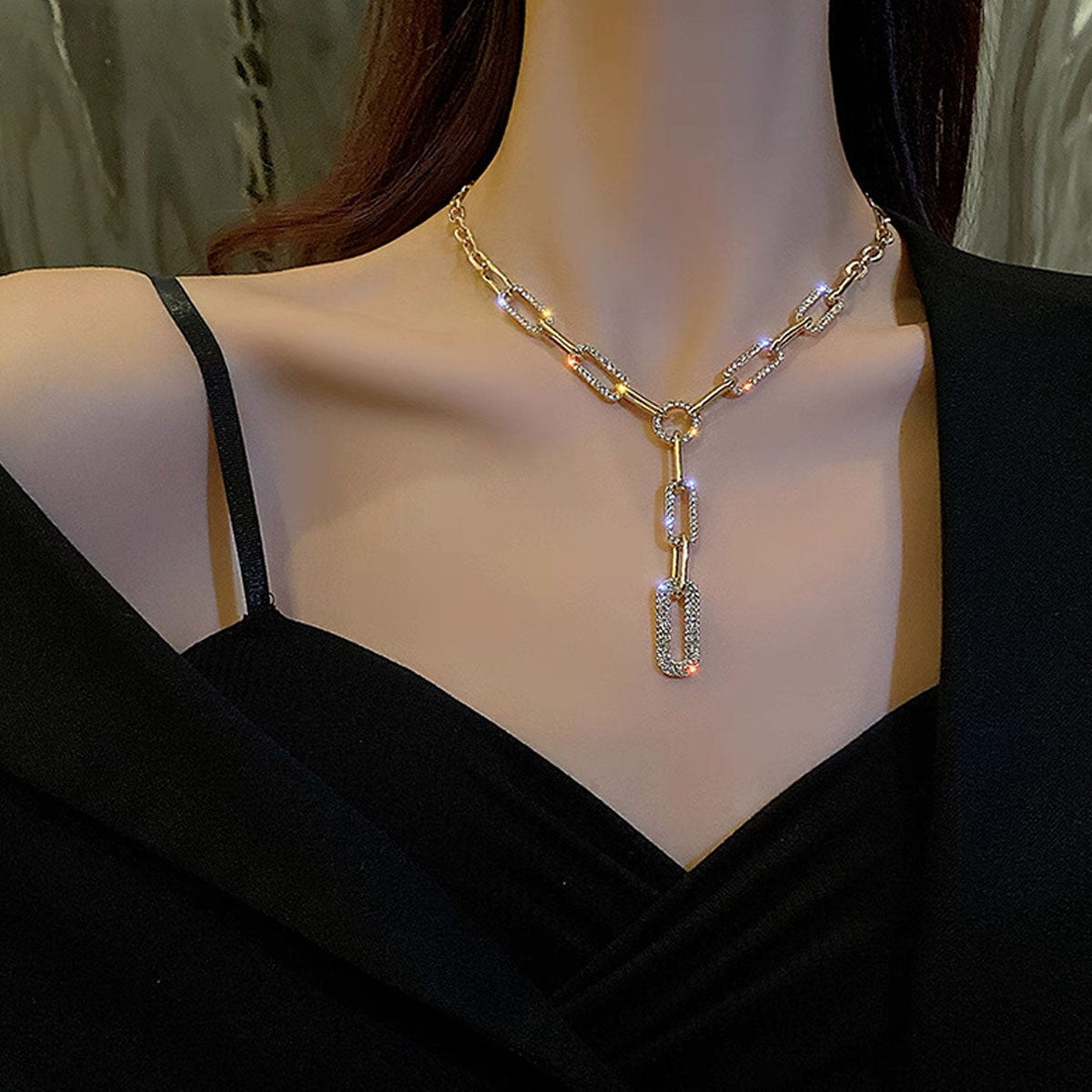 Luxury Crystal Link Y-Chain Necklace