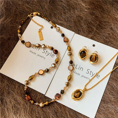 Natural Tiger Eye Jewelry Set
